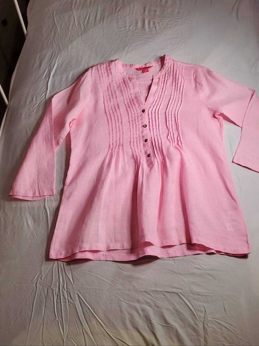 Lilly Pulitzer Light Pink Pintuck Tunic Blouse
